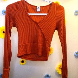 Long Sleeve Knit Wrap Top